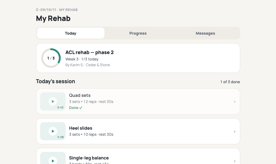 My Rehab — home exercise program with video